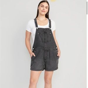 Old Navy black denim shortalls
